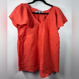 Absolutely Famous Women’s V-Neck Orange Blouse Size L